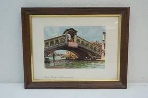 lot 78 image: Water colored Rialto Bridge framed print