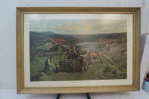 lot 83 image: 1981 framed Farming painting by Nimedal