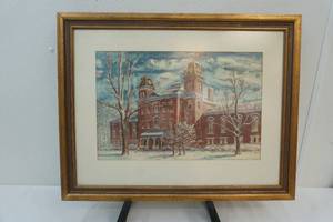 lot 88 image: Framed painting of Miami University