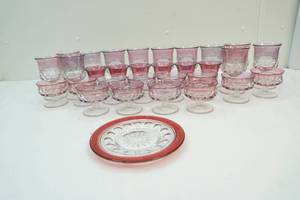 lot 110 image: Ruby Crown glassware set
