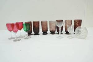 lot 112 image: group of glassware cups and vintage jelly jar