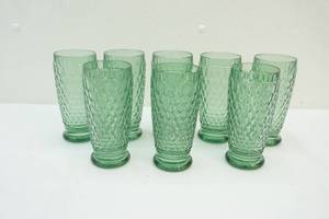 lot 117 image: Villeroy and Boch Boston Green Crystal Highball Glasses