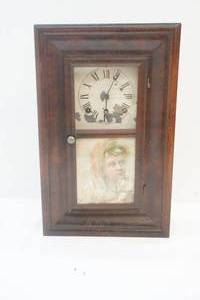 lot 184 image: Antique brass pendulum clock with brass key