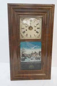 lot 187 image: Large Antique brass pendulum clock with weights and pendulum