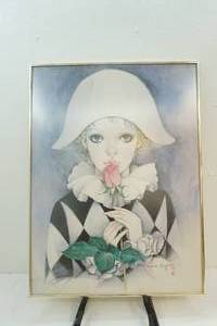 lot 212 image: Rare Vintage Jester painting by Miria Fujira