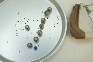 lot 245 image: group of vintage steelie marbles