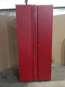 Husky Heavy Duty Welded 20-Gauge Steel Freestanding Garage Cabinet in Red (36 in. W x 81 in. H x 24 in. D) Customer Returns See terms on Auction