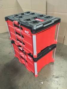Milwaukee PACKOUT 22 in. Modular 3-Drawer Tool Box with Metal Reinforced Corners Customer Returns See Terms on Auction
