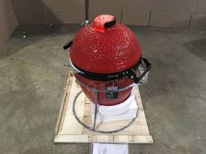 Kamado Joe Joe Jr. 13.5 in. Portable Charcoal Grill in Red with Cast Iron Cart, Heat Deflectors and Ash Tool Customer Returns See Terms on Auction