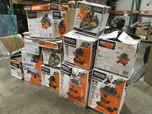 Pallet of Ridgid WetDry Shop vacs Various Models and Conditions Customer Returns see Terms on Auction