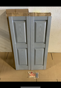 (2) Builders Edge 12 in.  39 in. Raised Panel Vinyl Exterior Shutters Pair in Paintable See Pictures