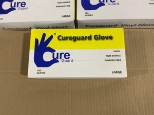(17) Curegaurd 100-Count Vinyl Non-Sterile Powder Free Gloves. See Pictures