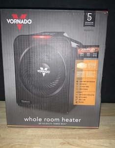 Vornado Velocity 3 Whole Room 1500-Watt 5118 BTU Electric Space Fan Heater, Adjustable Thermostat and Safety Features, Black. See Pictures