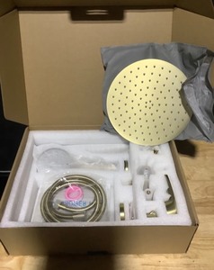 Boyel Living 5-Spray Patterns with 3.2 GPM 10 in. Wall Mount Dual Shower Heads with Rough-In Valve Body and Trim in Brushed Gold. See Pictures