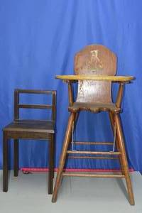 Antique chair and highchair