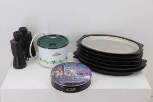 Serving Plates, Terry Redlin Tin, Food Warmer, Binoculars