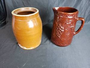 lot 42 image: Stoneware Pitcher and Container