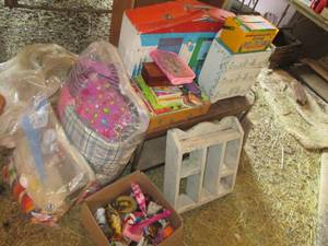 Vintage Barbie doll house with stuf...