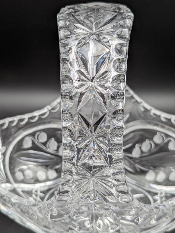 lot 376 image: Beautiful Cut Crystal Basket with Lily of the Valley Design