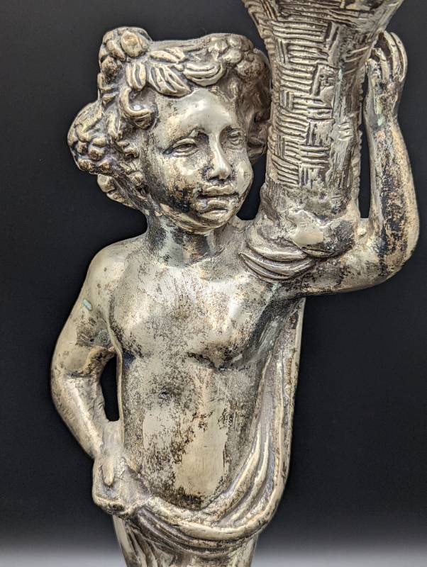 lot 377 image: Silver Child with Basket Sculpture