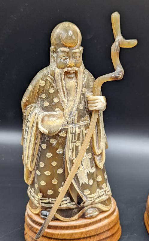 lot 388 image: Vintage Chinese Carved Ox Horn Figurines