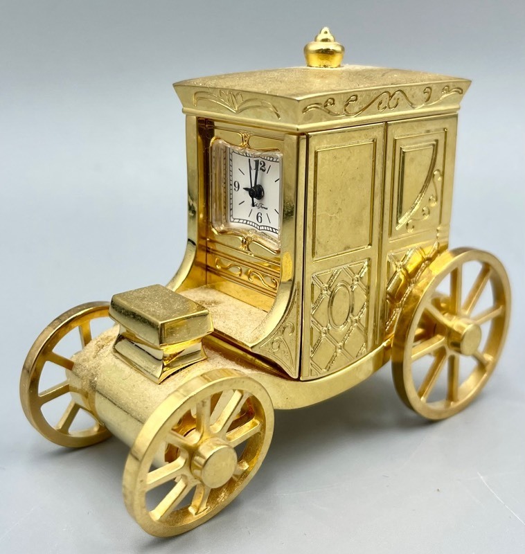 lot 391 image: 3 Golden Miniature Clocks