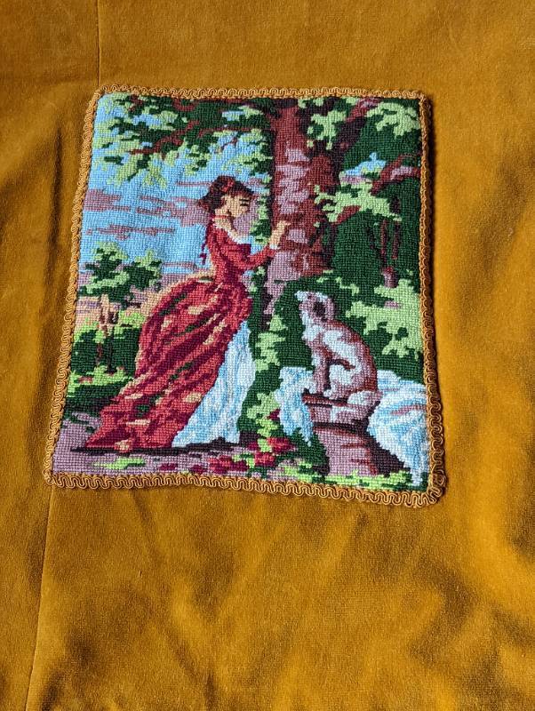 lot 104 image: Vintage Needlepoint Textile Coverlet