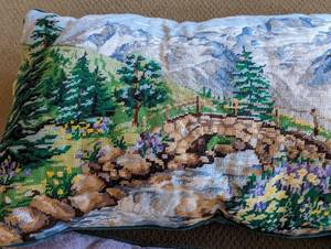 lot 404 image: Pair of Large Needlepoint Pillows