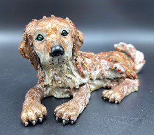 lot 50 image: Rucinni Adorable Dog Figurine Enamel Trinket Box