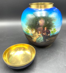 lot 55 image: Gorgeous Hand Painted Brass Urn from India