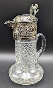 lot 25 image: Vintage Silver Plated Glass Claret Pitcher