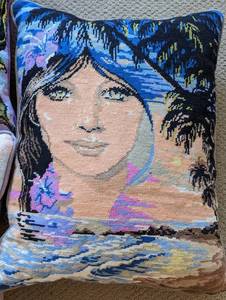 lot 28 image: Three Pretty Women Needlepoint Pillows