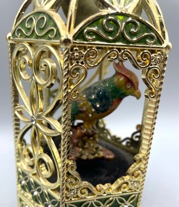 lot 158 image: Vintage Chestnut Lane Enamel and Rhinestone Musical Birdcage