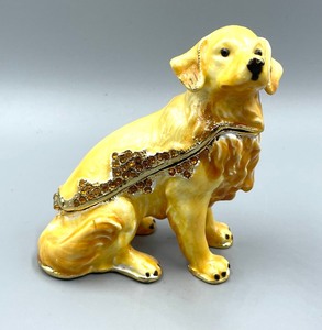 lot 162 image: Three Delightful Doggie Bejeweled Enamel Trinket Boxes