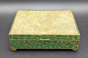 lot 45 image: Chinese Carved Stone Topped Trinket Box