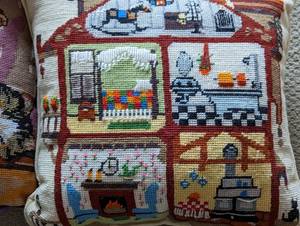 lot 139 image: Three Charming Needlepoint Pillows