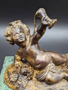 lot 206 image: Vintage Bronze Cherub on Marble Base