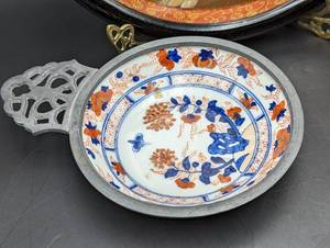 lot 208 image: Vintage Framed Asian Stone Art and Dish