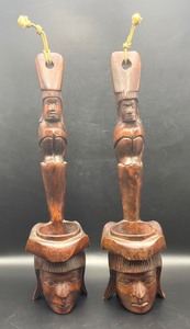 lot 287 image: Vintage Polynesian African Carved Wood Water Ladles