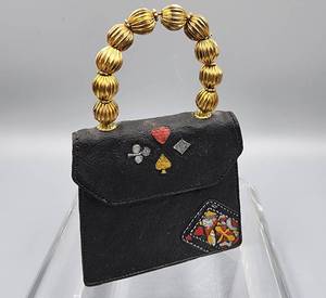 lot 326 image: Set of Three Miniature Resin Replica Purses Plus a Vintage Lipstick Case