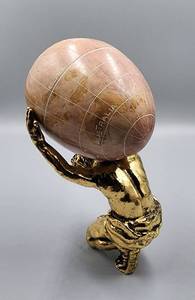 lot 328 image: Striking Atlas Sculpture with Egg-Shaped Marbel Globe