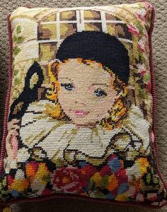 lot 372 image: Four Children Themed Needlepoint Pillows