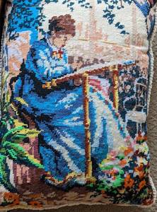 lot 373 image: Three Lovely Lady Needlepoint Pillows