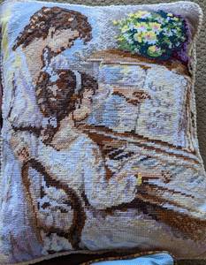 lot 355 image: Three Elegant Ladies Needlepoint Pillows