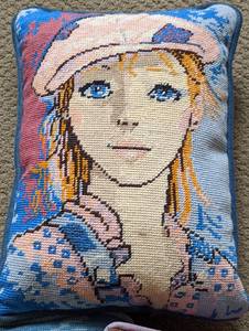 lot 245 image: Vintage Pretty Ladies Needlepoint Pillows