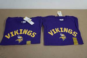 lot 82 image: 2 NEW Minnesota Vikings Shirts - Medium