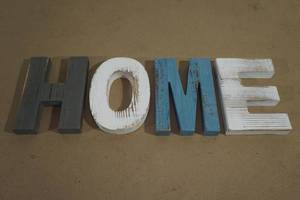 lot 134 image: Wood HOME Sign - Distressed Paint