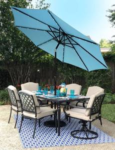 lot 8 image: NEW Sun Ray 9 Round Solar Lighted Patio Umbrella