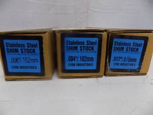 lot 36 image: Stainless Steel Shim Stock Lyon Industries