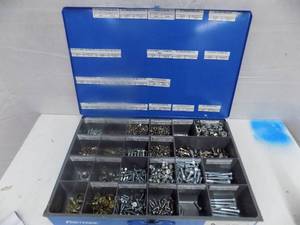 lot 75 image: Blue Storage Box with Hardware 18 12 x 12 x 3 14